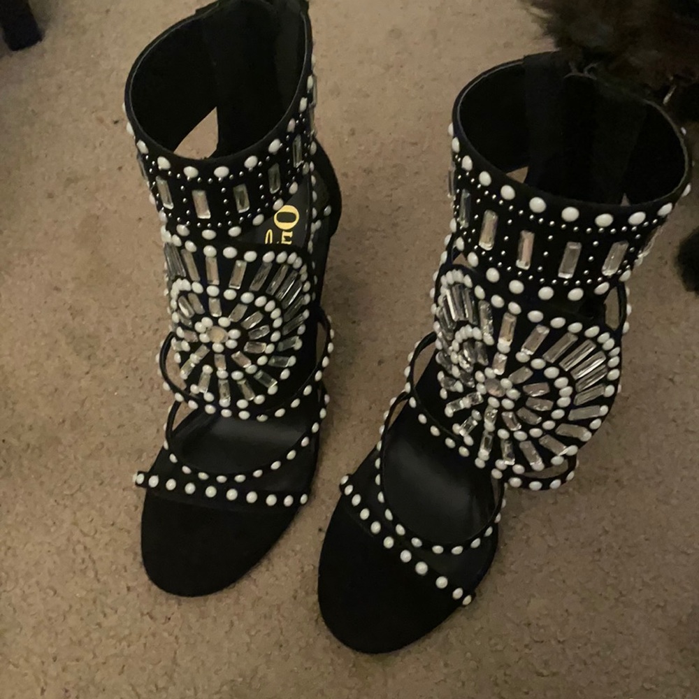 Pearl and diamond studded heels